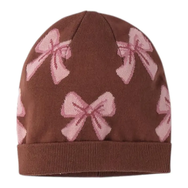 I Do Cappello tinta unita con Fiocchi Marrone per Neonata