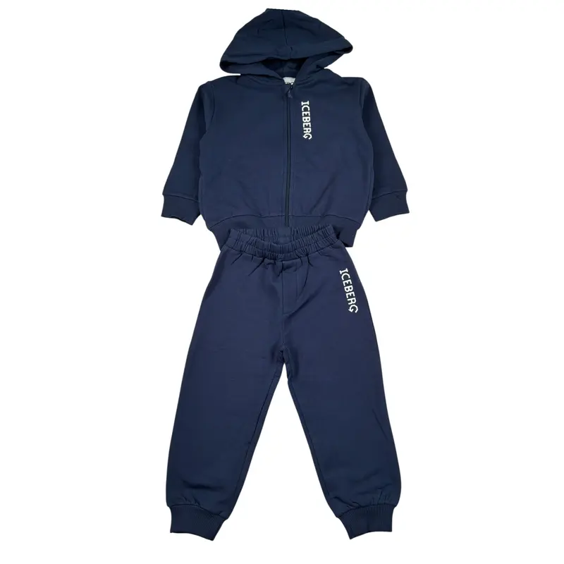 Iceberg Completo 2 Pezzi Felpa-Pantalone tinta unita Blu per Neonato