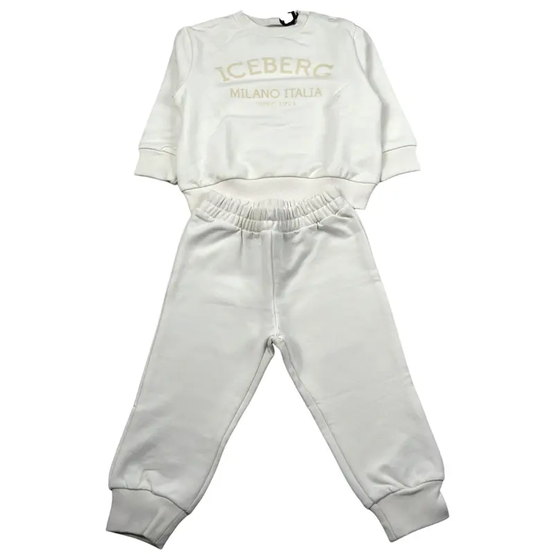 Iceberg Completo 2Pz Felpa-Pantalone con Stampa Panna per Neonato