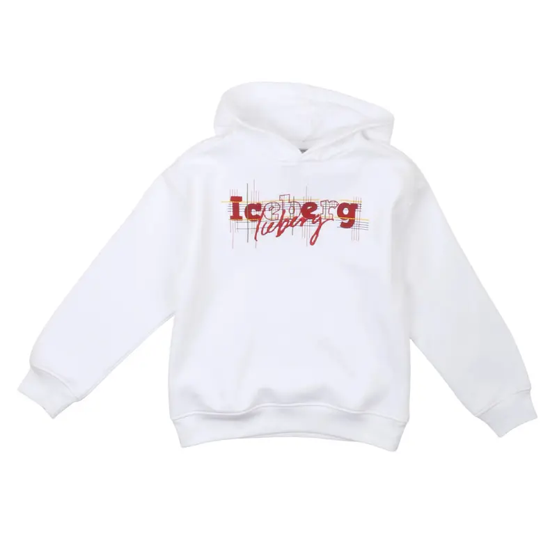 Iceberg Felpa Bambina e Ragazza Bianca con Cappuccio in Misto Cotone e Logo Frontale
