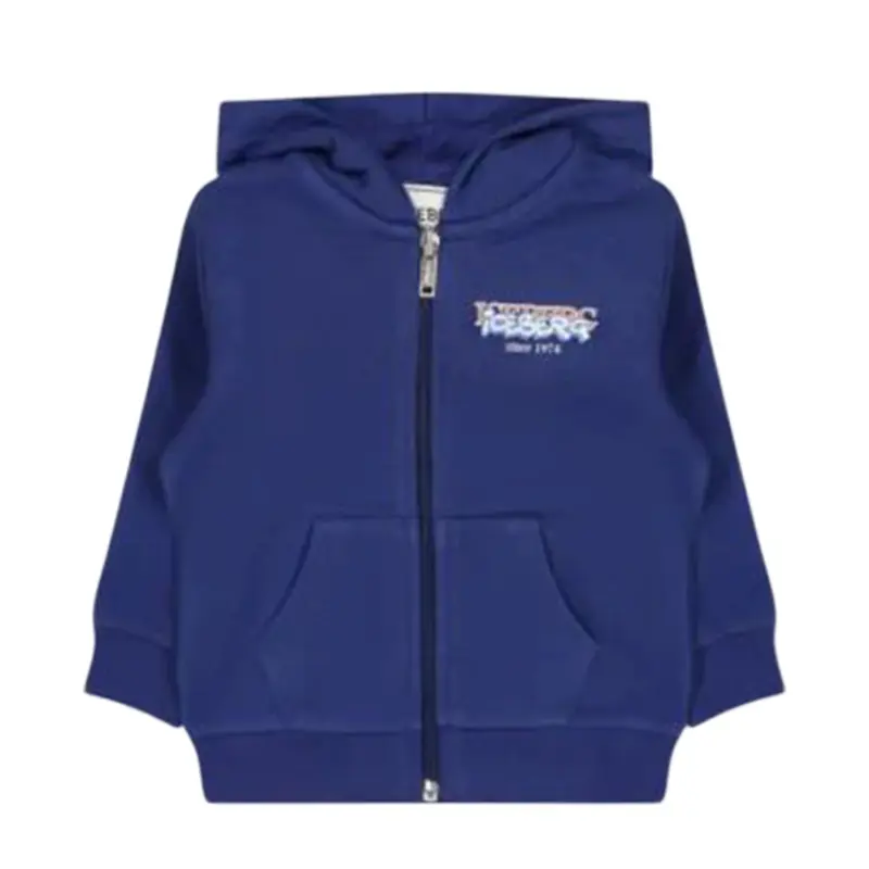 Iceberg Felpa blu bambino neonato con cappuccio e zip