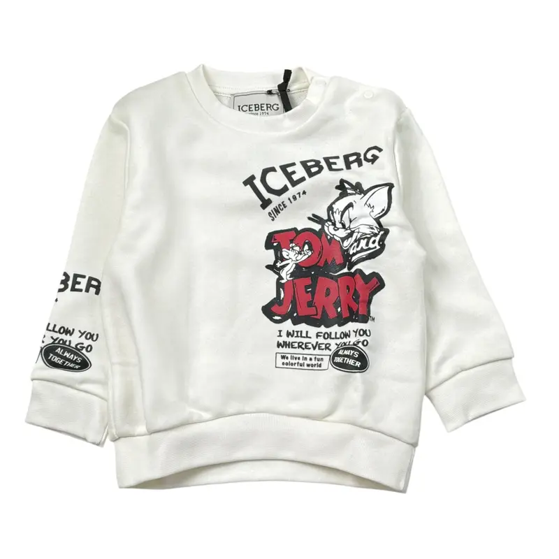 Iceberg Felpa Girocollo tinta unita con Stampa Bianco per Bambino