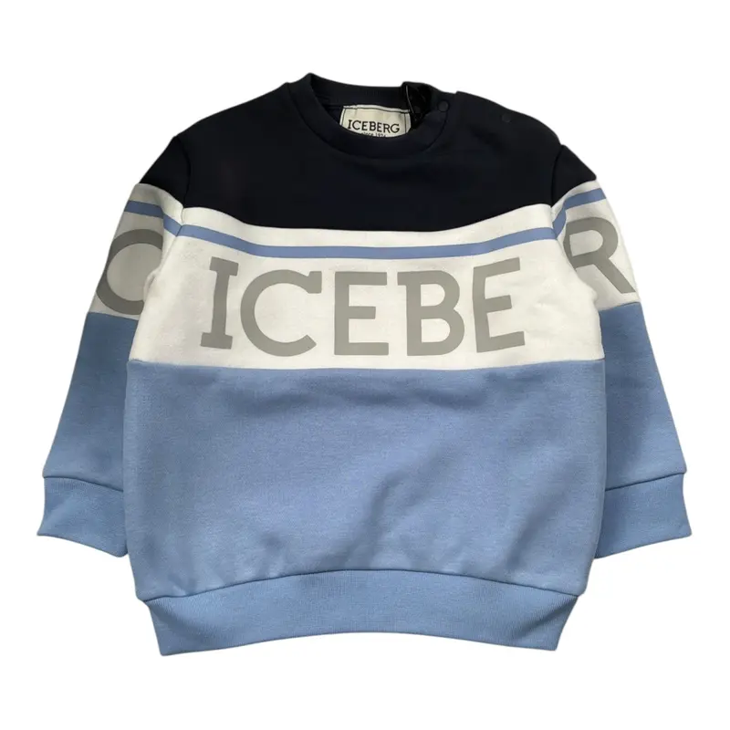 Iceberg Felpa tinta unita con Logo Girocollo Blu per Neonato