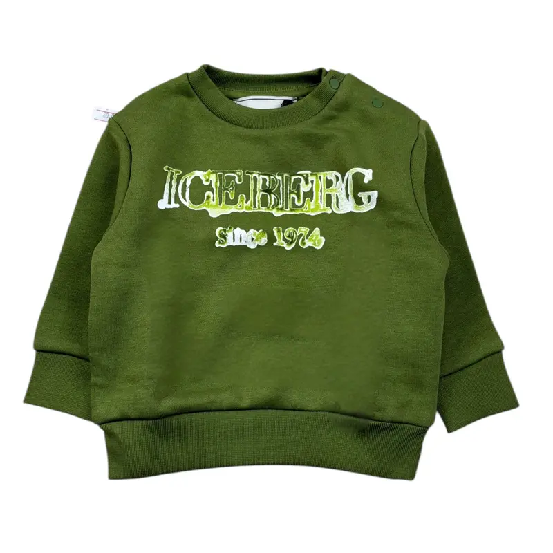 Iceberg Felpa tinta unita con Stampa Verde per Neonato