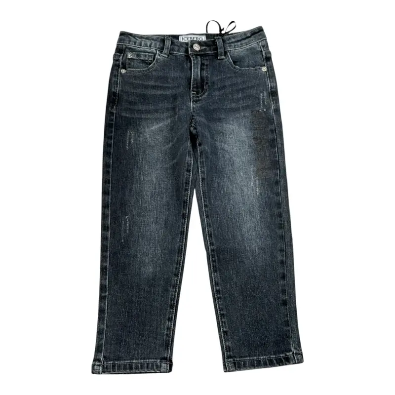 Iceberg Jeans tinta unita con Girovita Regolabile Blu per Bambino