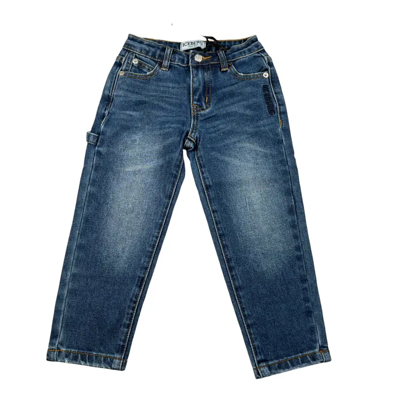 Iceberg Jeans tinta unita con Girovita Regolabile Blu per Neonato