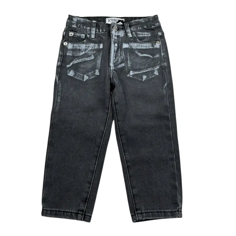 Iceberg Jeans tinta unita con Girovita Regolabile Grigio per Neonato