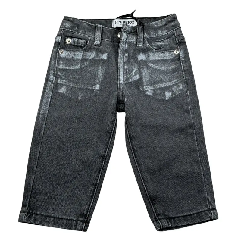 Iceberg Jeans tinta unita con Girovita Regolabile Nero per Neonato