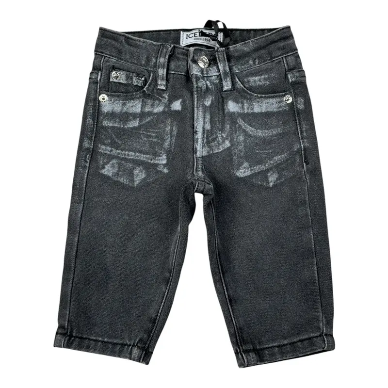 Iceberg Jeans tinta unita con Girovita Regolabile Nero per Neonato