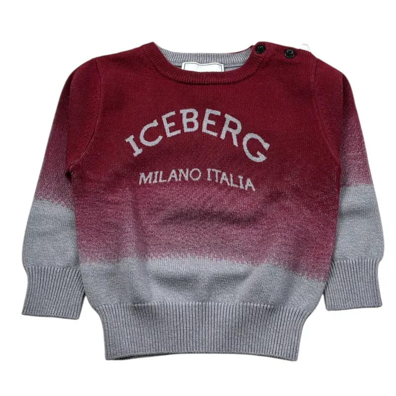 Iceberg Maglia Bicolore con Stampa Rosso per Neonato