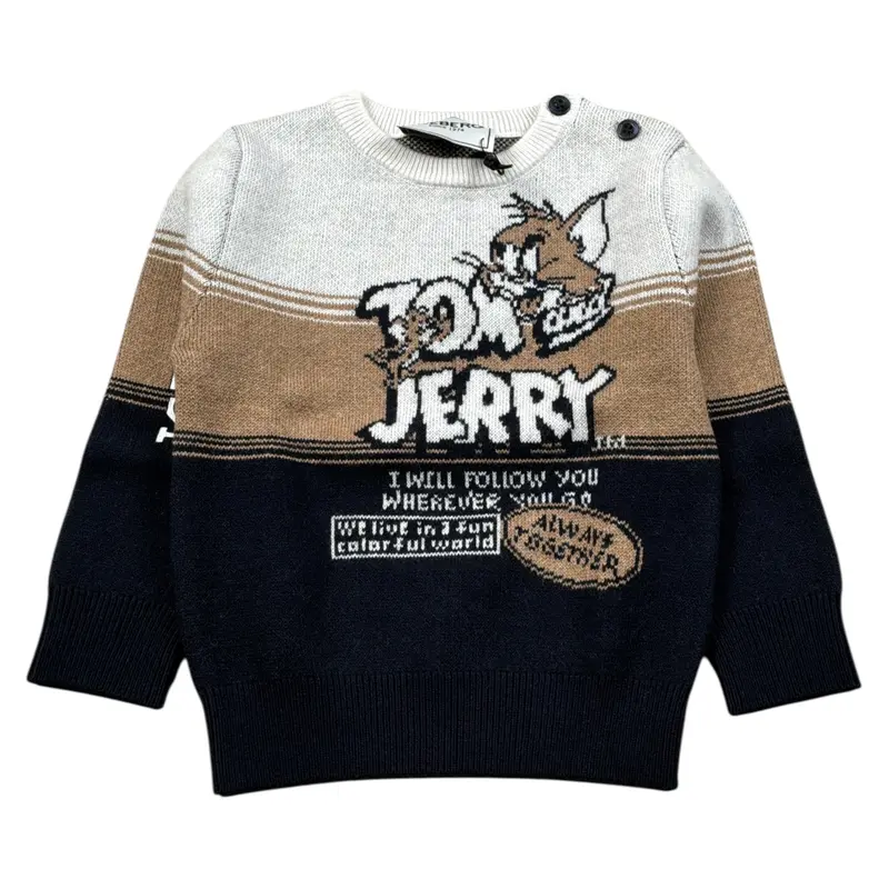Iceberg Maglia Girocollo Bicolore con Ricami Multicolor per Neonato