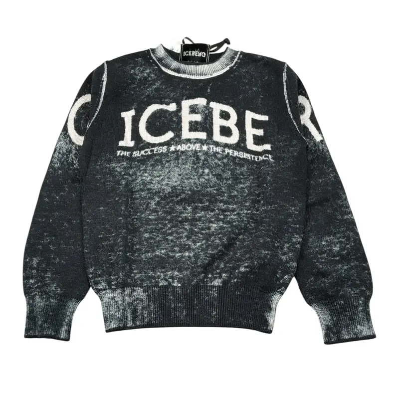 Iceberg Maglia Girocollo tinta unita con Logo Nero per Bambino