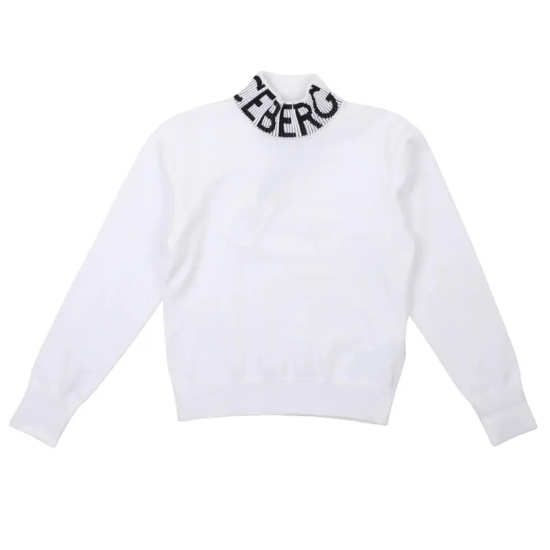 Iceberg Maglia Lupetto Bambina e Ragazza Bianca con Logo Ricamato sul Collo