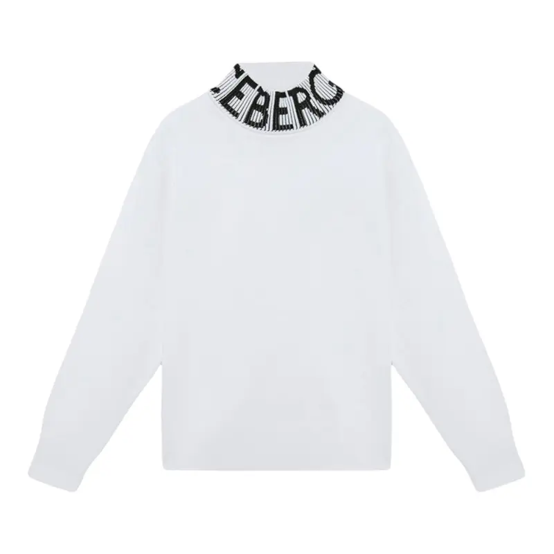 Iceberg Maglia tinta unita Collo Alto con Stampa Bianco per Bambina