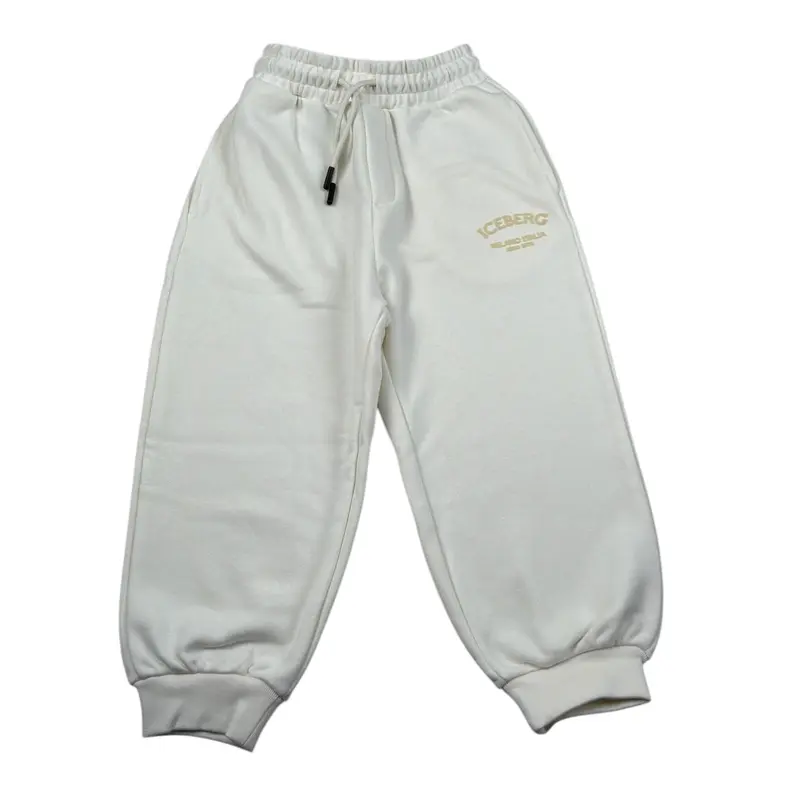 Iceberg Pantalone Modello Tuta tinta unita con Logo Panna per Bambino