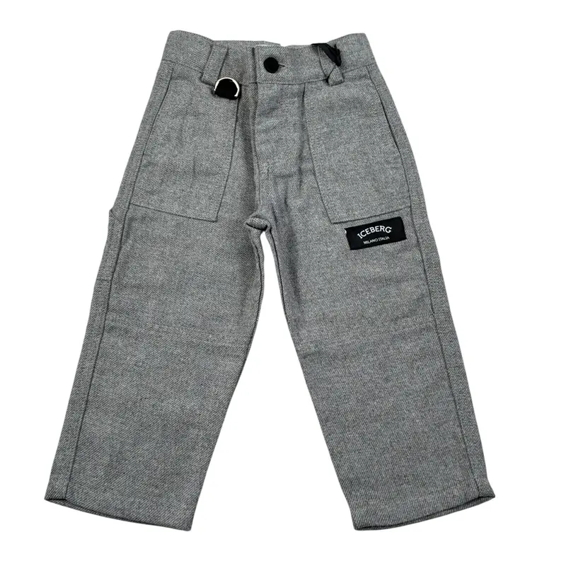 Iceberg Pantalone tinta unita con Girovita Regolabile Grigio per Neonato