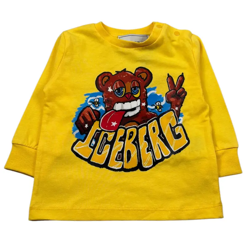 Iceberg Shirt Girocollo tinta unita con Stampa Giallo per Neonato