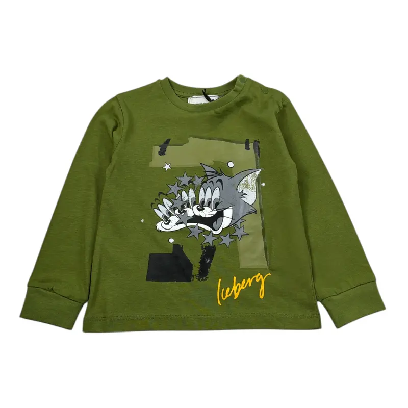 Iceberg Shirt tinta unita con Stampa Verde per Neonato
