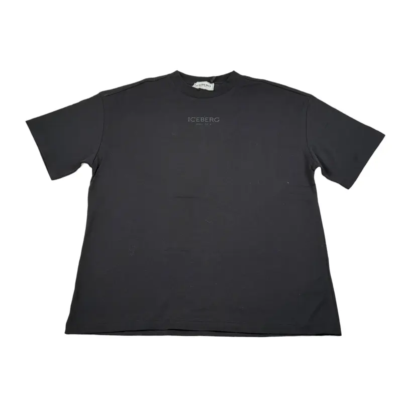 Iceberg T-Shirt Girocollo tinta unita con Logo Nero per Bambino