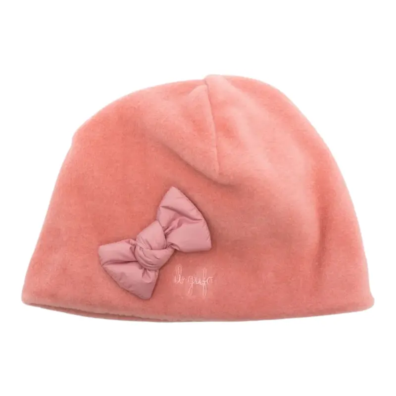 Il Gufo Cappello Tnta Unita con Fiocco Rosa per Bambina