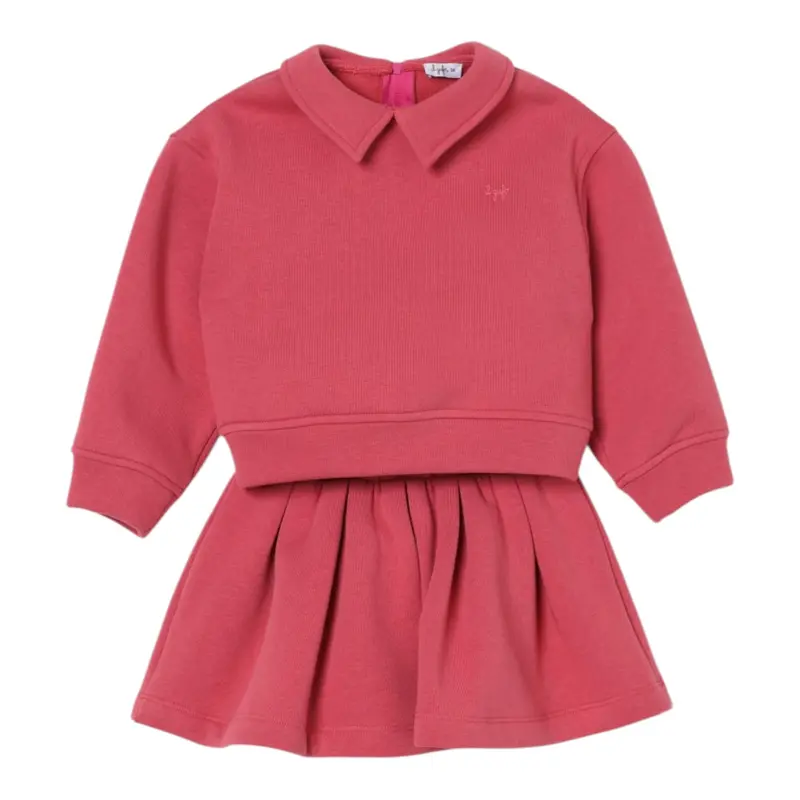 Il Gufo Completo 2 Pezzi Felpa-Gonna tinta unita Rosa per Bambina