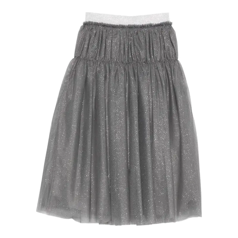 Il Gufo Gonna tinta unita con Tulle Grigio per Bambina