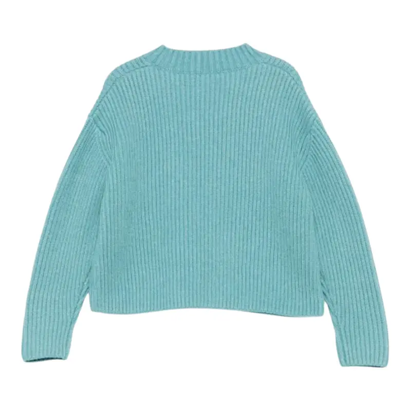Il Gufo Maglia Girocollo tinta unita Azzurro per Bambina