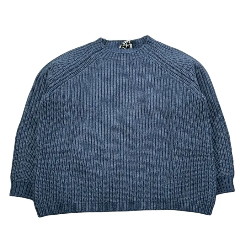 Il Gufo Maglia Girocollo tinta unita con Ricami Blu per Bambino