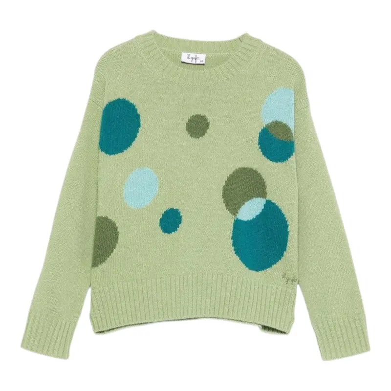 Il Gufo Maglia tinta unita con Fantasia Verde per Neonata
