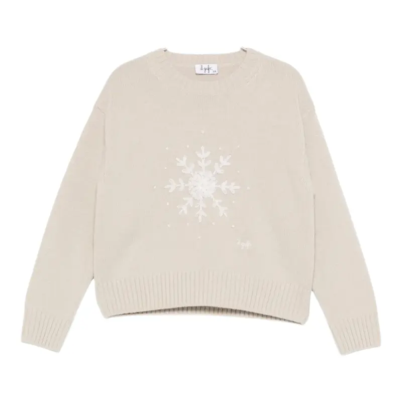 Il Gufo Maglia tinta unita con Stampa Beige per Neonata