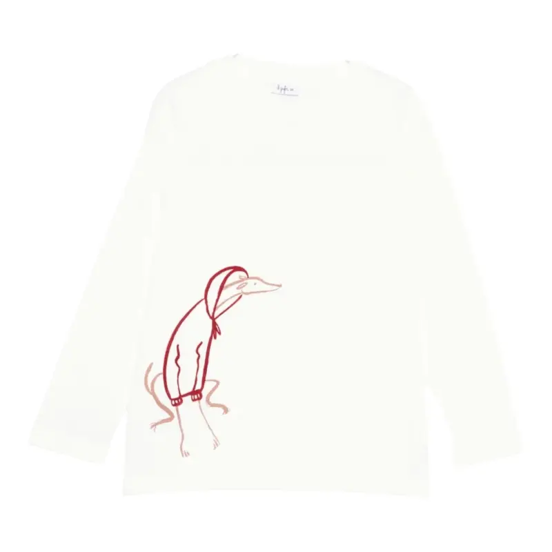 Il Gufo Shirt Girocollo tinta unita con Stampa Bianco per Neonata