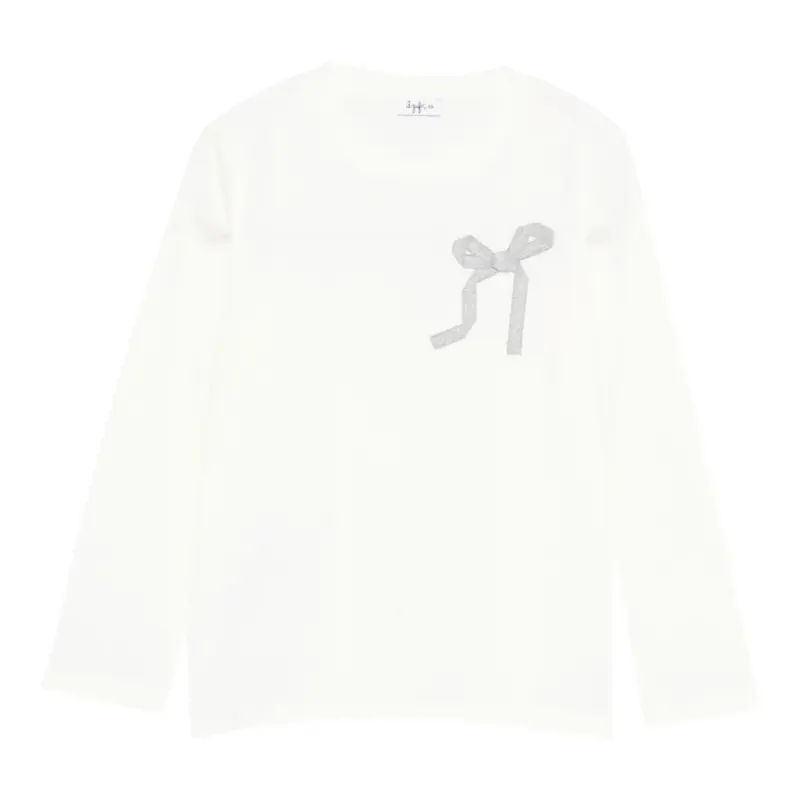 Il Gufo Shirt tinta unita con Applicazione Bianco per Bambina