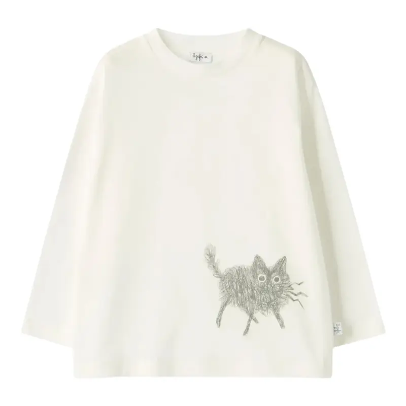 Il Gufo Shirt tinta unita con Stampa Bianco per Neonato