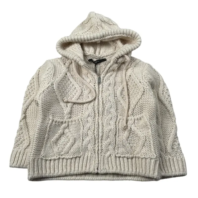 I'M Brian Cardigan tinta unita con Zip E Cappuccio Panna per Neonato