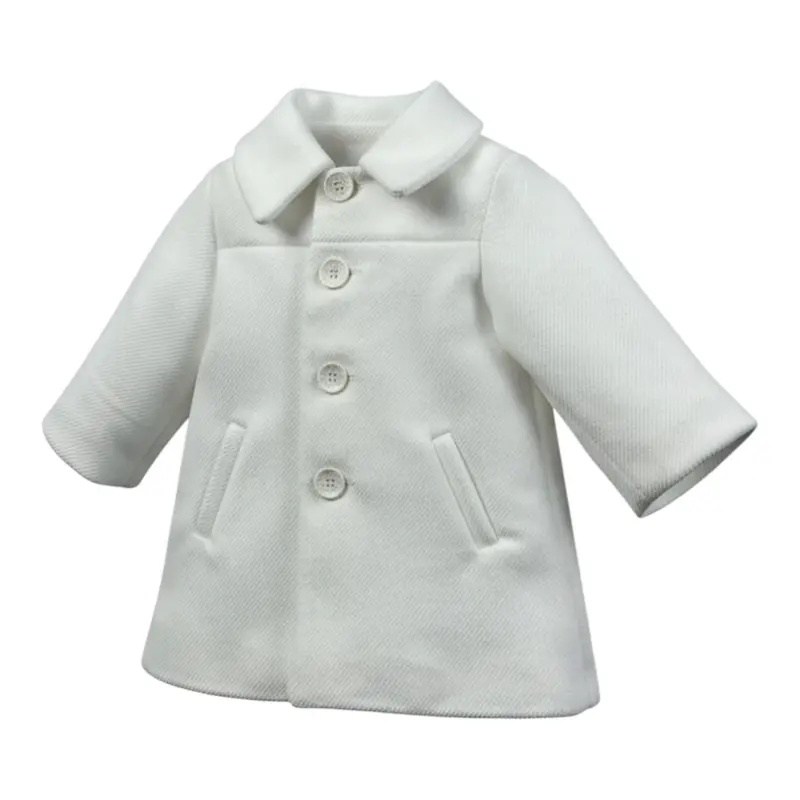 Isabel & Martinez Cappotto tinta unita con Bottoni Bianco per Neonata