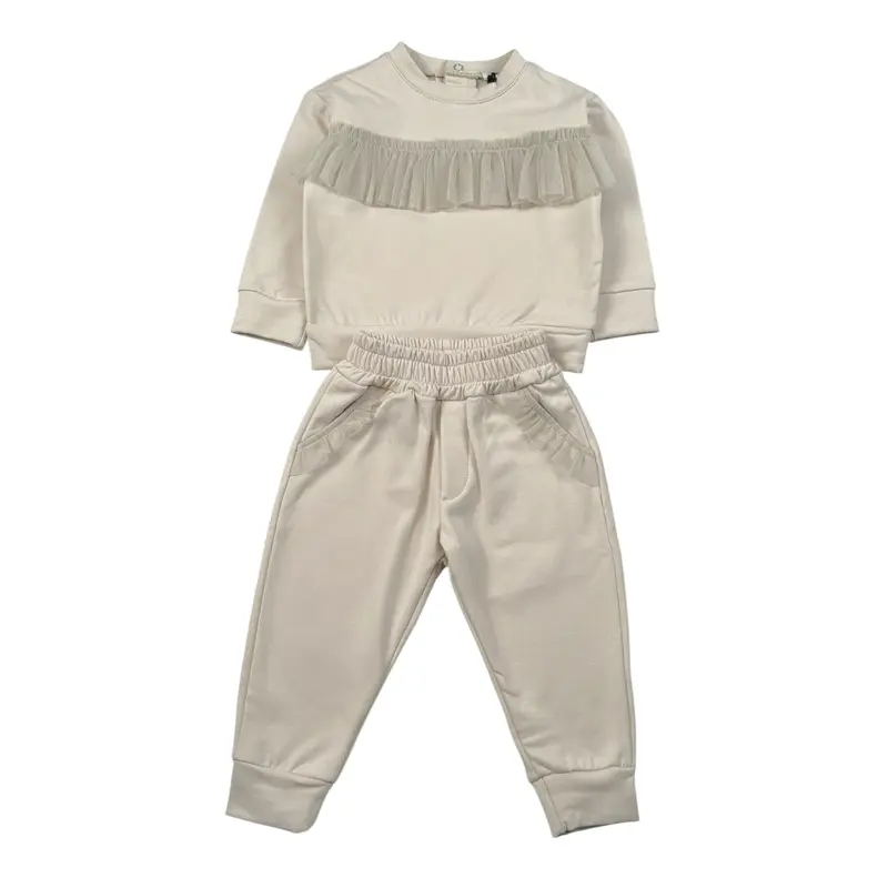 Janice Completo 2Pz Felpa-Pantalone tinta unita Beige per Neonata