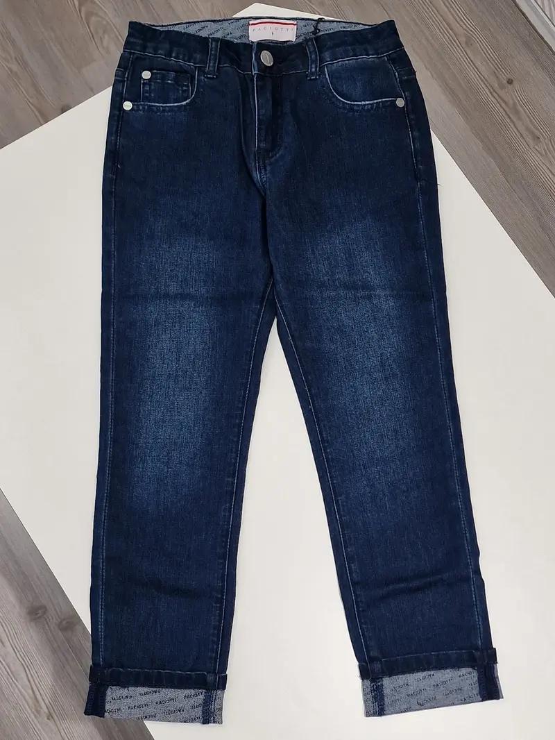 JEANS BAMBINO con multi scritte paciotti sul risvolto