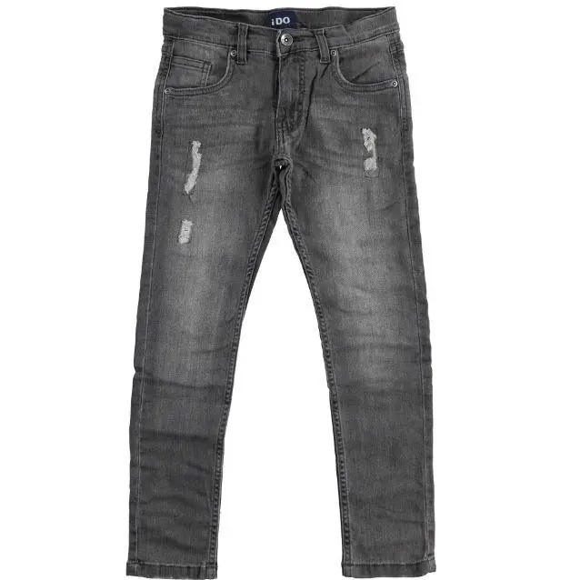 Jeans bambino grigio linea stretta graffiato