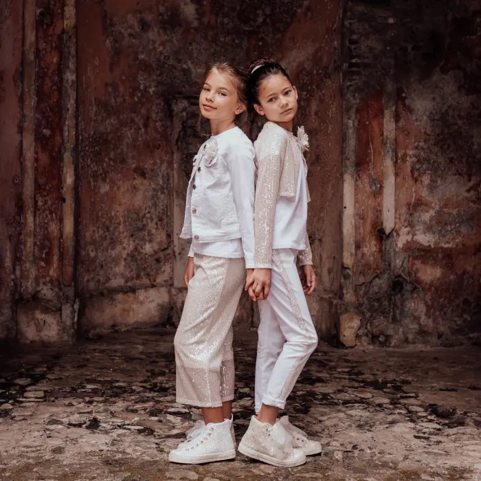 JEANS BIANCO CON BANDINA PAILLETTES