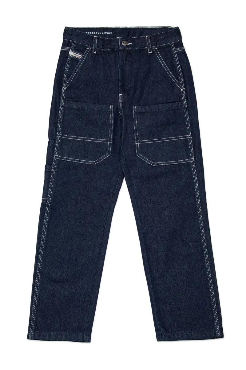 JEANS BLU SCURO CON LOGO SUL RETRO DIESEL