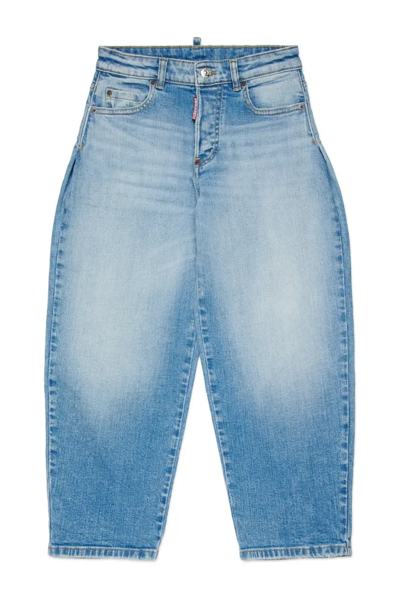 JEANS CHIARO CON TASCA SUL RETRO IN ECOPELLE MARRONE DSQUARED2