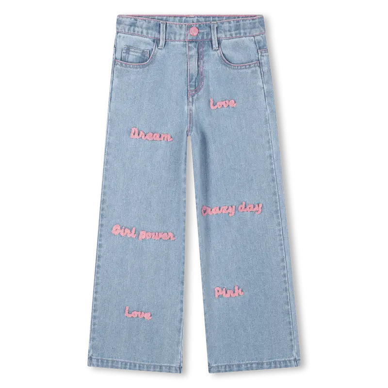 JEANS CON SCRITTE ROSA IN SPUGNA BILLIEBLUSH
