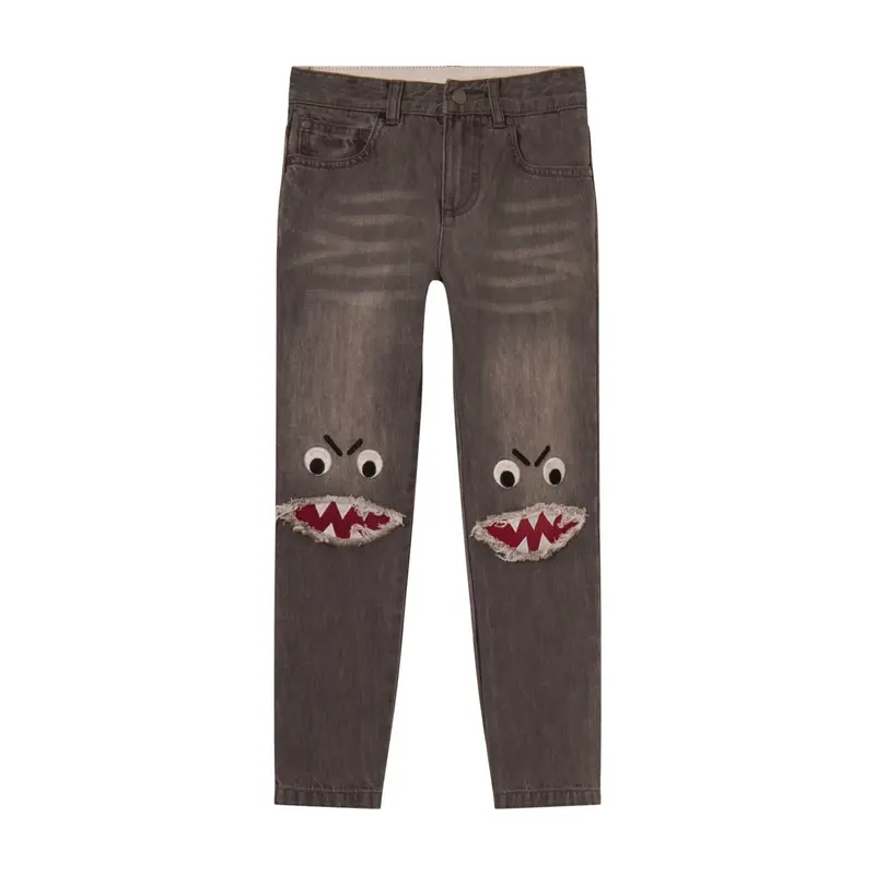 Jeans grigio con squalo