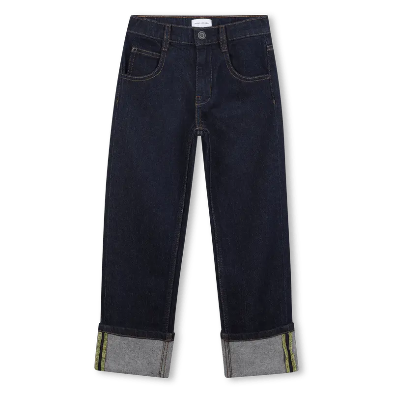 JEANS IN DENIM BLU CON LOGO IN GOMMA SUL RETRO GIALLO MARC JACOBS