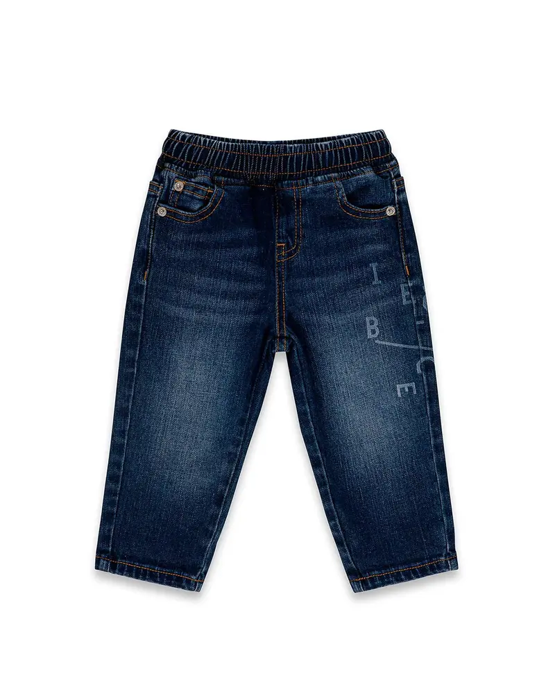 JEANS IN DENIM BLU CON STAMPA ICEBERG