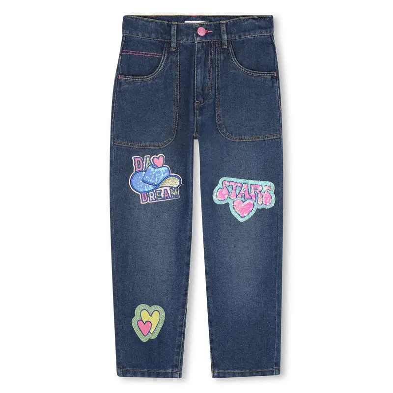 JEANS IN DENIM BLU SCURO CON STAMPE BILLIEBLUSH