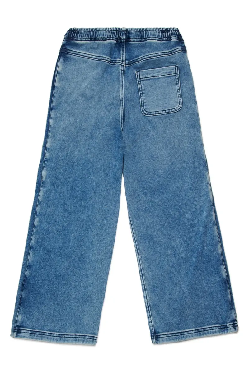 JEANS IN DENIM CON BOTTONI LATERALI CON LOGO ROSSO DIESEL