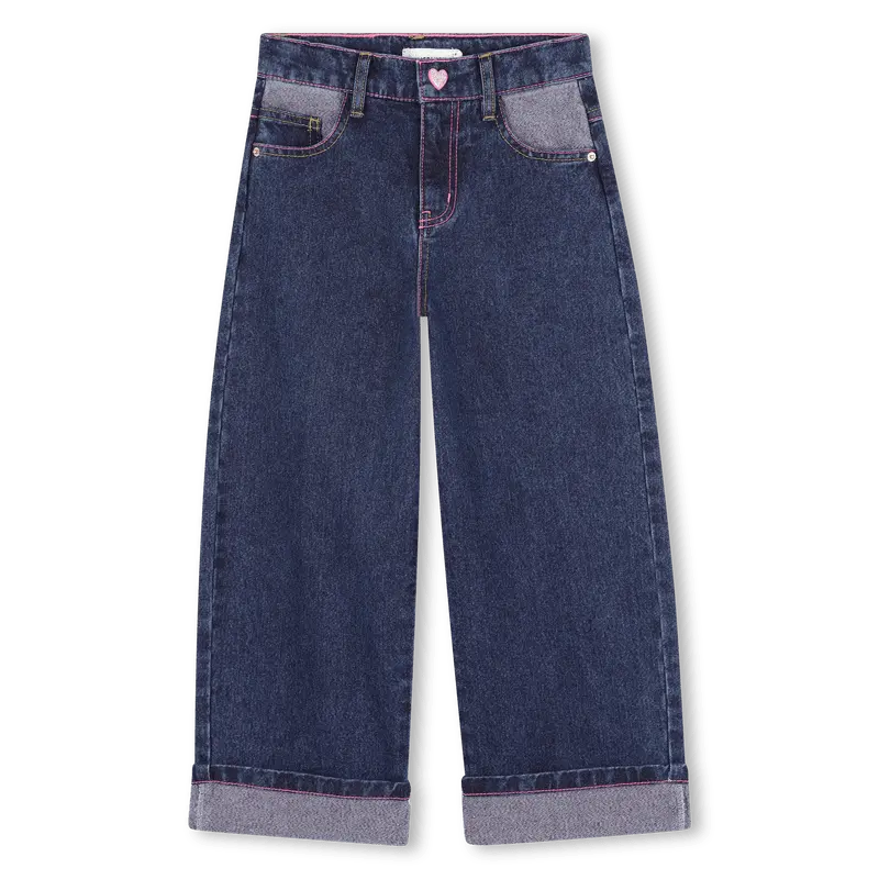 JEANS IN DENIM CON RISVOLTO GLITTERATO ROSA BILLIEBLUSH