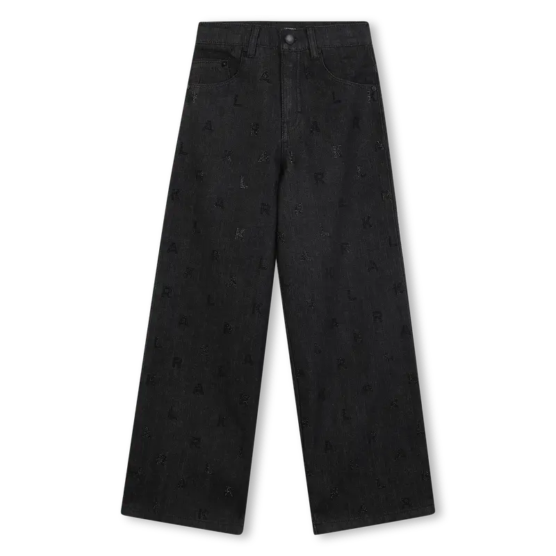 JEANS NERO CON LOGO BRILLANTINATO KARL LAGERFELD