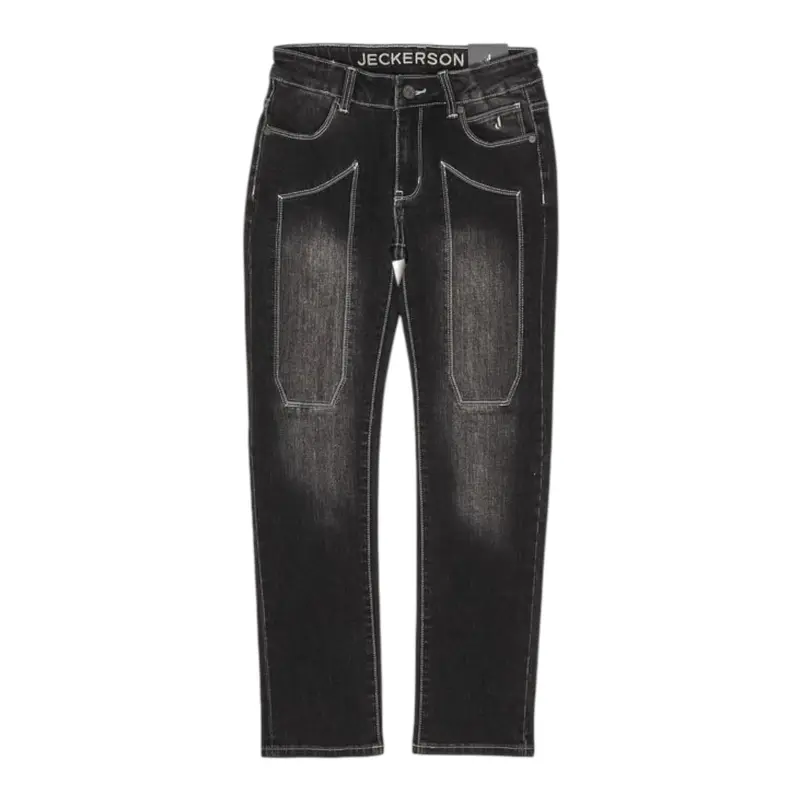 Jeckerson Jeans tinta unita con Cuciture In Contrasto Grigio per Bambino